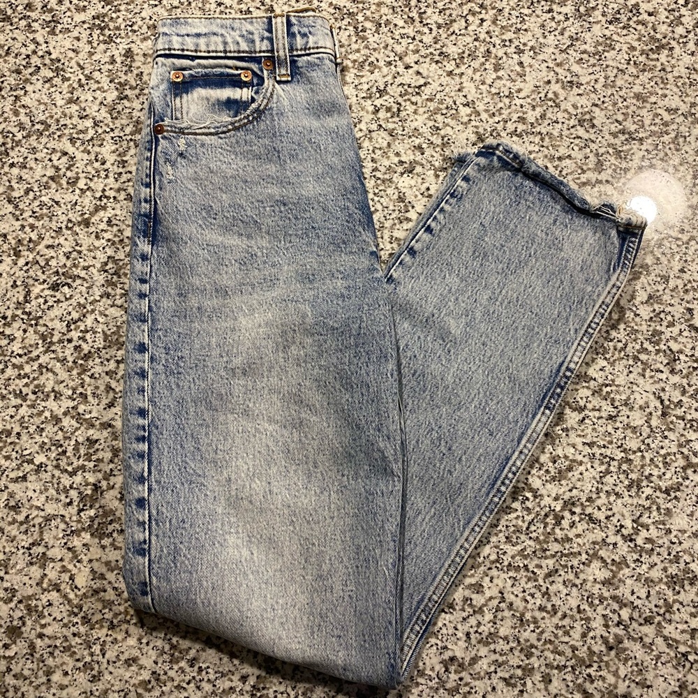 Abercrombie & Fitch 90s Ultra High Rise Acid Wash Straight Jeans